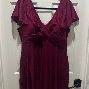 Elegant Burgundy Swim Suit Dress